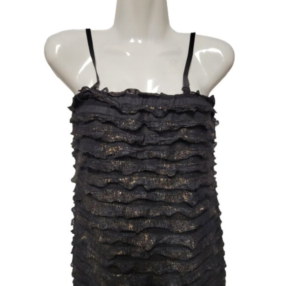 Spaghetti Strap Gold And Black Frilly Dress Sizes XS   S   M - Picture 2 of 7
